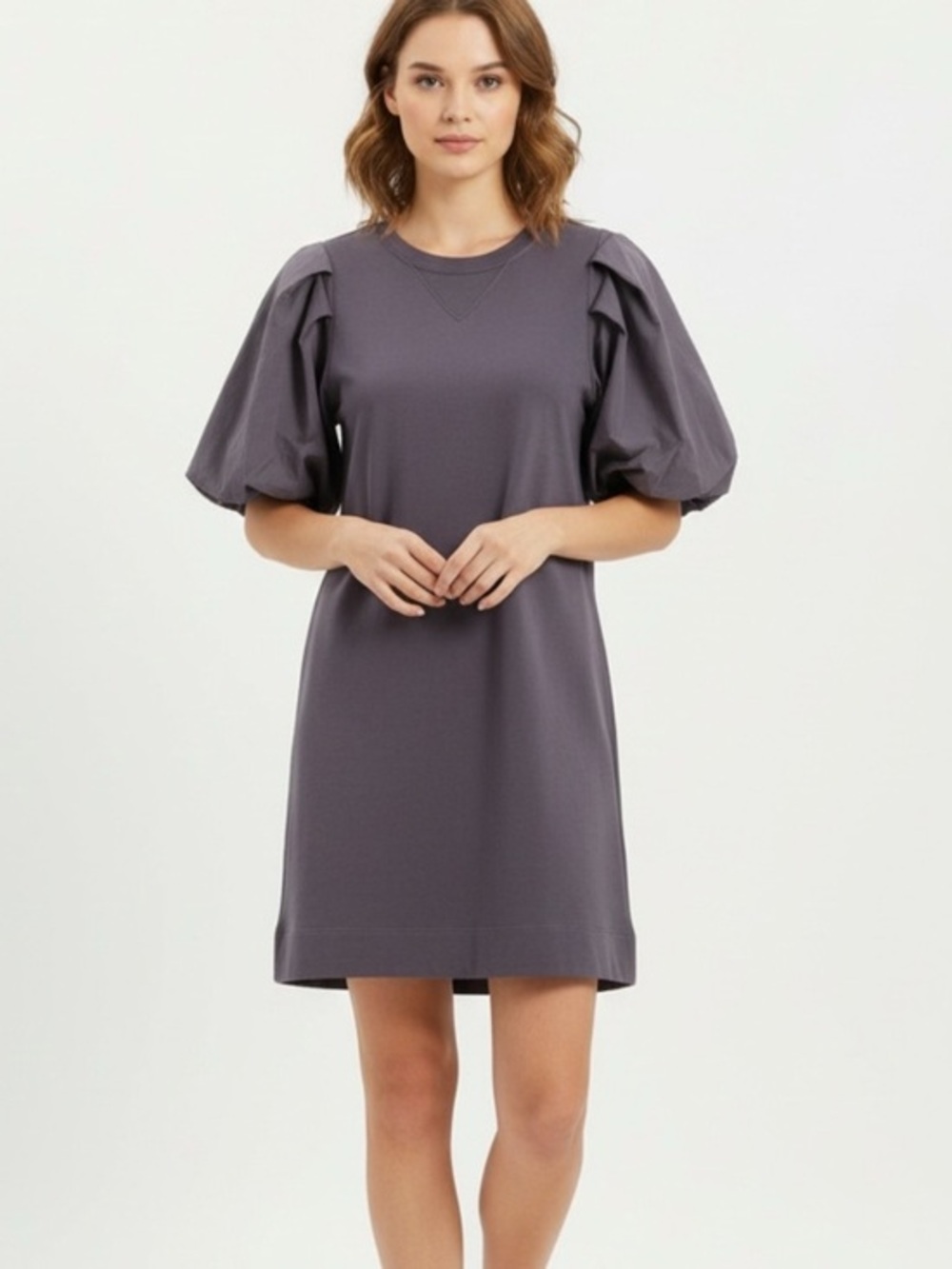 Marie Oliver Purple Puff Sleeve Mini Dress